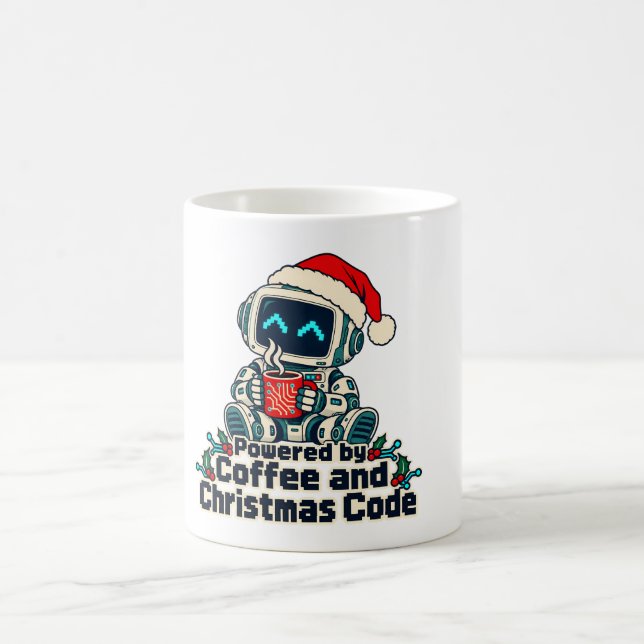 Taza De Café Powered by Coffee and Christmas Code Robot (Centro)