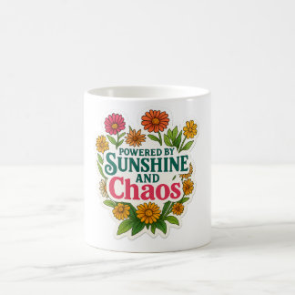 Taza De Café 🌼🌞 “Powered by Sunshine and Chaos” Mug ☕💥