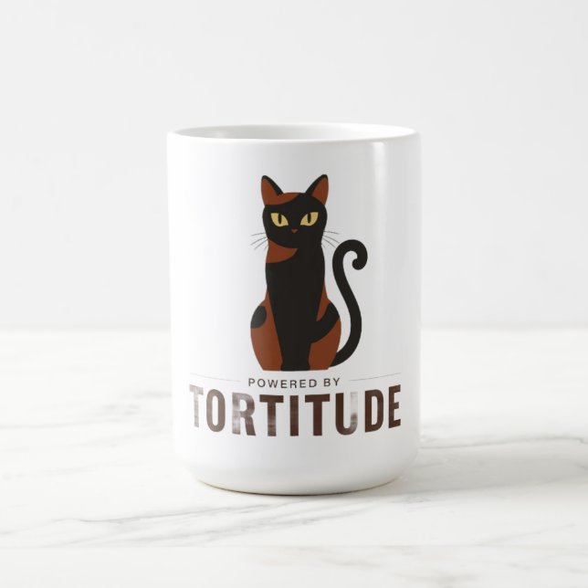 Taza De Café Powered by Tortitude Funny Cat Graphic (Centro)