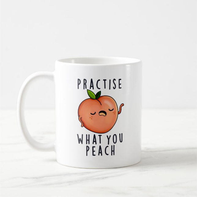 Taza De Café Practicar Lo Que Se Pone Un Pun De Fruta Positivo (Izquierda)