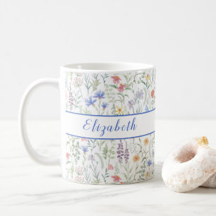 Taza De Café Pradera de flores silvestres coqueta personalizada
