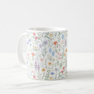Taza De Café Pradera de flores silvestres femenina coqueta
