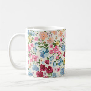 Taza De Café Prado de verano medio, patrón de planta florecient
