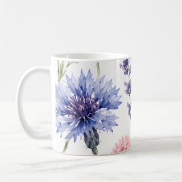 Taza De Café Prado Floral de Flores Silvestres Acuarela