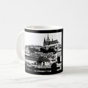 Taza De Café Praga, ciudad histórica, castillo y bandera - che