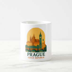 Taza De Café Praga Vintage República Checa Viaje Retro