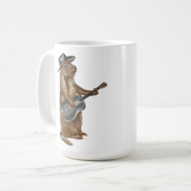 Taza De Café Prairie Dog Guitar (Anverso izquierdo)
