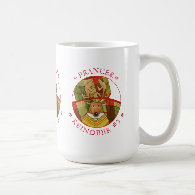 Taza De Café PRANCER REINDEER Tall White Mug (Derecha)