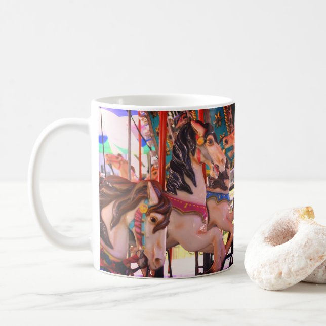 Taza De Café Prancers silenciosos carrusel de caballos (Con donut)
