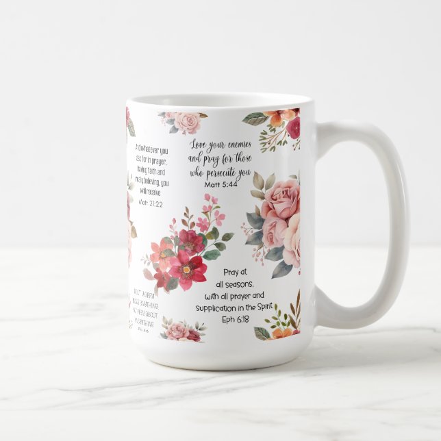 Taza De Café PRAYER Peach Floral (Derecha)