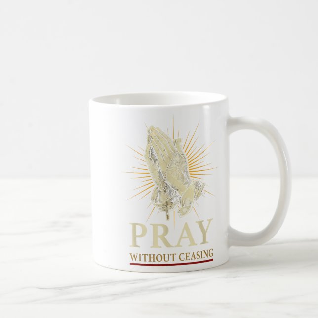 Taza De Café Praying Hands Jesus Cross Rosary Faith Devotion Pr (Derecha)