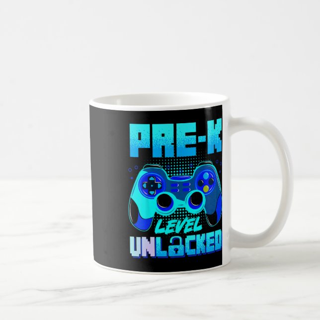 Taza De Café Pre-k Level Unlocked Preschool Gamer Boy First Day (Derecha)