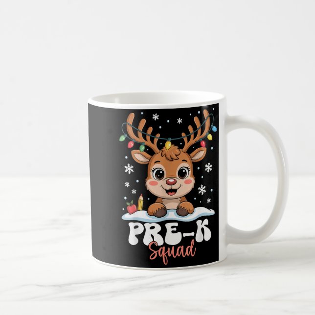 Taza De Café Pre-k Squad Reindeer Christmas Lights Cute Winter  (Derecha)