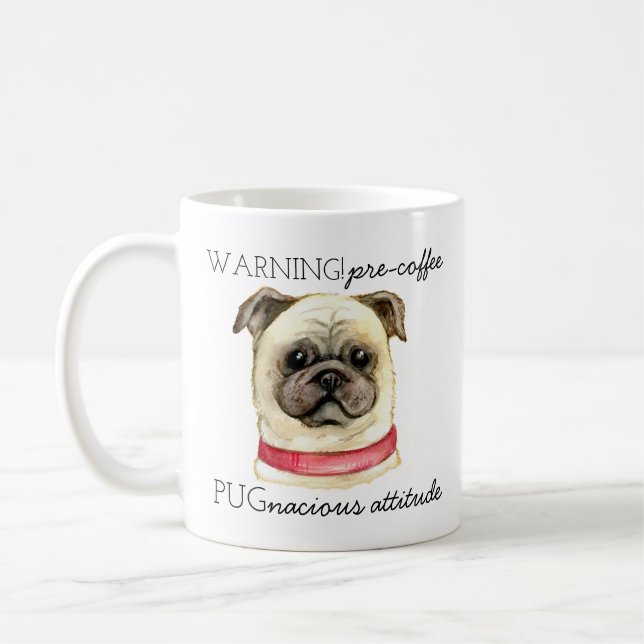 Taza De Café Precafé Actitud pugnante con Pug (Izquierda)