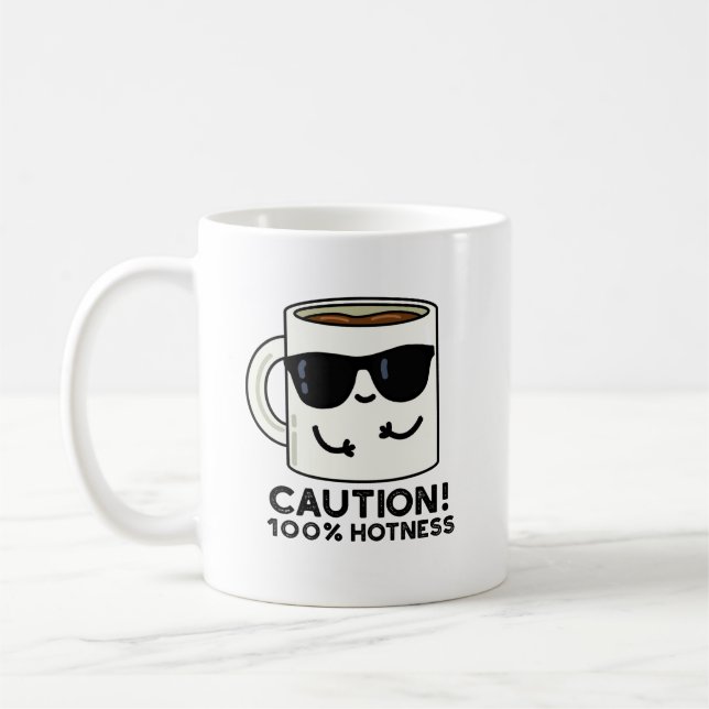 Taza De Café Precaución 100% Hotness Funny Coffee Pun (Izquierda)