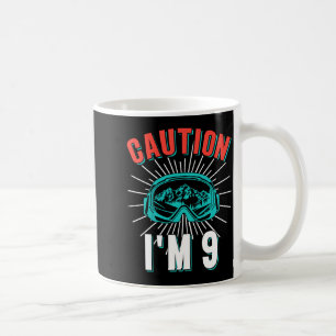 Taza De Café Precaución 9 esquí cumpleaños 9 snowboard esquiado