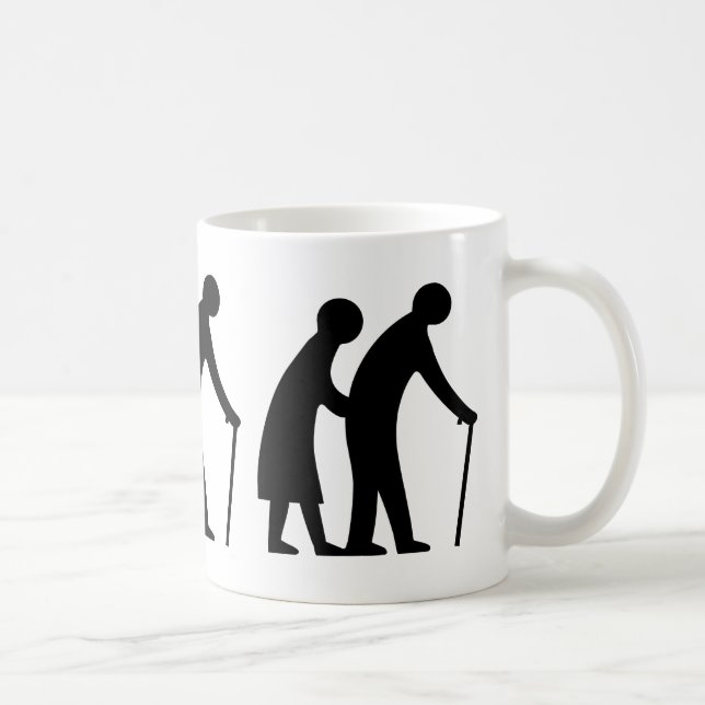 Taza De Café PRECAUCIÓN Personas de edad avanzada - Rótulo de t (Derecha)