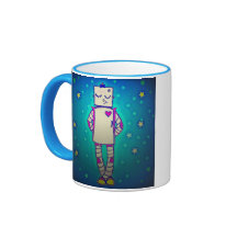 Taza de café preciosa del robot del chica