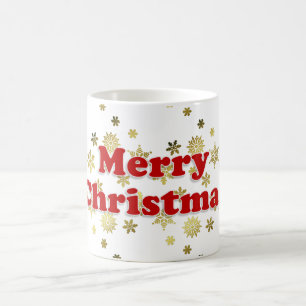 Taza De Café Precioso Blanco Rojo y Dorado Feliz Navidad
