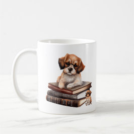 Taza De Café Precioso cachorro con libros