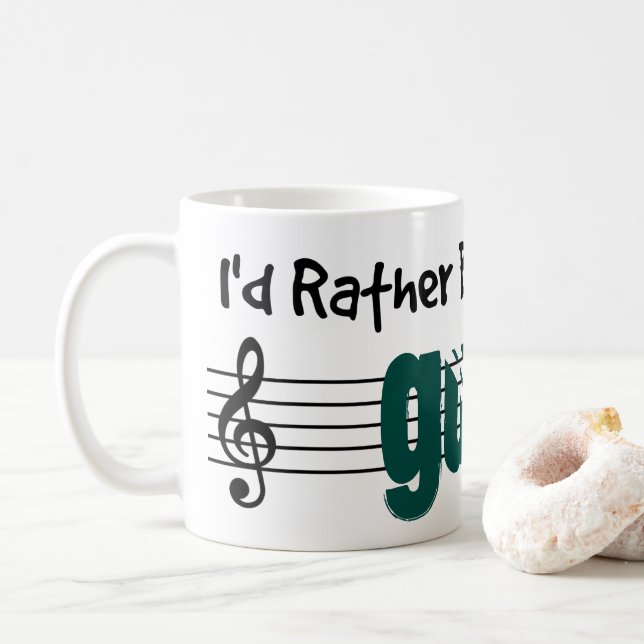 Taza De Café Preferiría Jugar Mi Guitarra (Con donut)