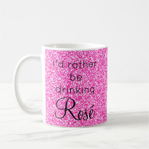 Taza De Café Preferiría Tomar Purpurina Rosé Rosa Sparkle