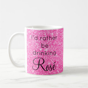 Taza De Café Prefiero beber Purpurina Rosé Rosa