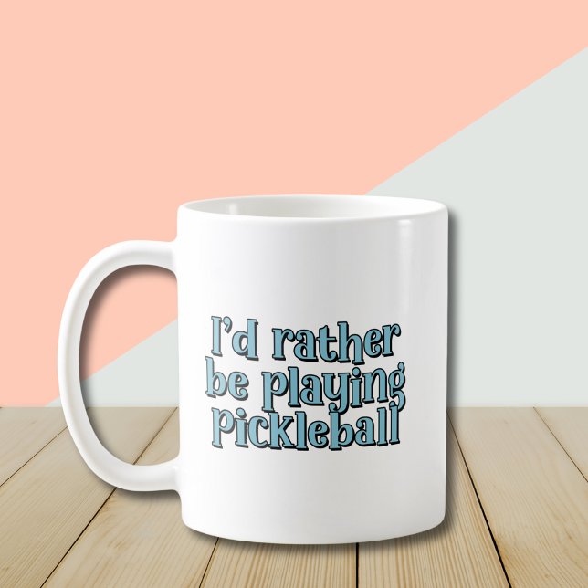 Taza De Café Prefiero estar jugando pickleball Blue Retro Text (Subido por el creador)