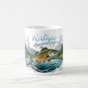 Taza De Café Prefiero pescar en el lago de montaña