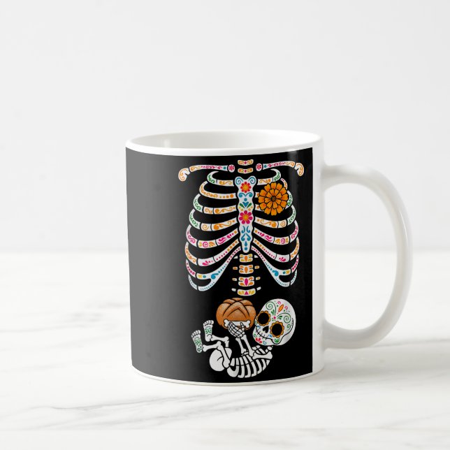Taza De Café Pregnancy Skeleton Dia De Los Muertos Mexican Bell (Derecha)