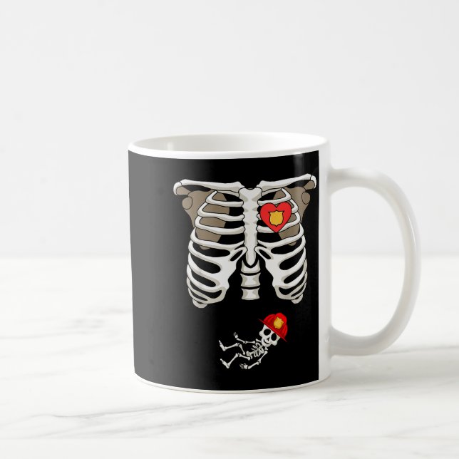 Taza De Café Pregnancy Skeleton Rib Funny Firefighter Bump Shir (Derecha)