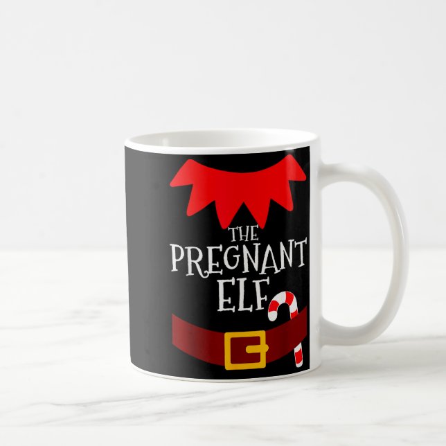 Taza De Café Pregnant Elf Matching Family Group Christmas Pajam (Derecha)