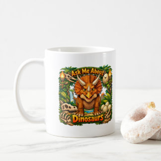 Taza De Café Pregúntame sobre dinosaurios | Chocolate Caliente
