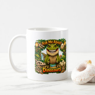 Taza De Café Pregúntame sobre dinosaurios – Chocolate Caliente