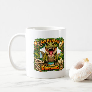 Taza De Café Pregúntame sobre dinosaurios – Chocolate Caliente 