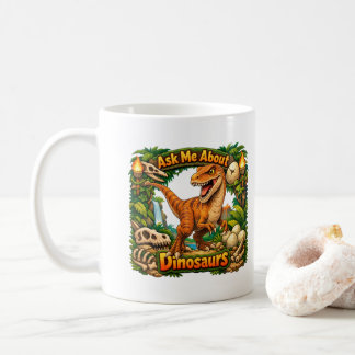 Taza De Café Pregúntame sobre dinosaurios | Chocolate caliente