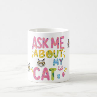 Taza De Café Pregúntame sobre mi gato