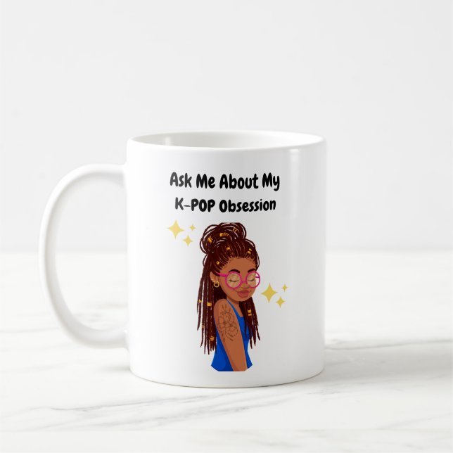 Taza De Café Pregúntame sobre mi obsesión con K-Pop (Izquierda)