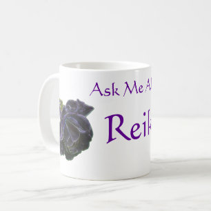 Taza De Café Pregúntame sobre Reiki Rosa Púrpura