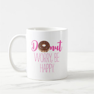 Taza De Café Preocupación por donut de chocolate ser texto rosa