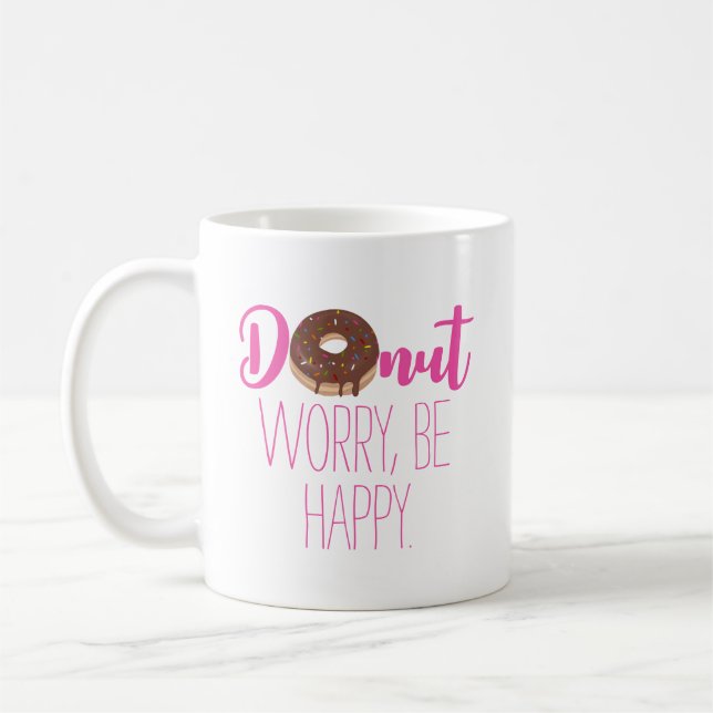 Taza De Café Preocupación por donut de chocolate ser texto rosa (Izquierda)