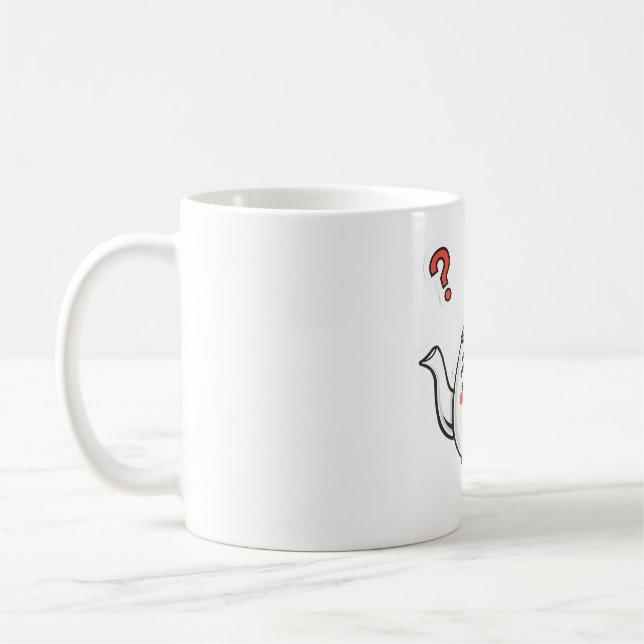 Taza De Café Preocupada Teapot cuestiona la vida (Izquierda)