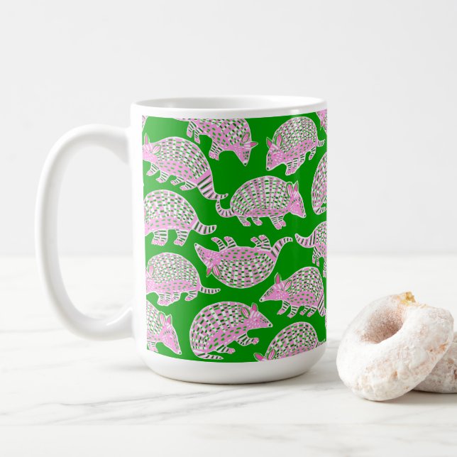 Taza De Café Preppy Armadillos Green rosa (Con donut)