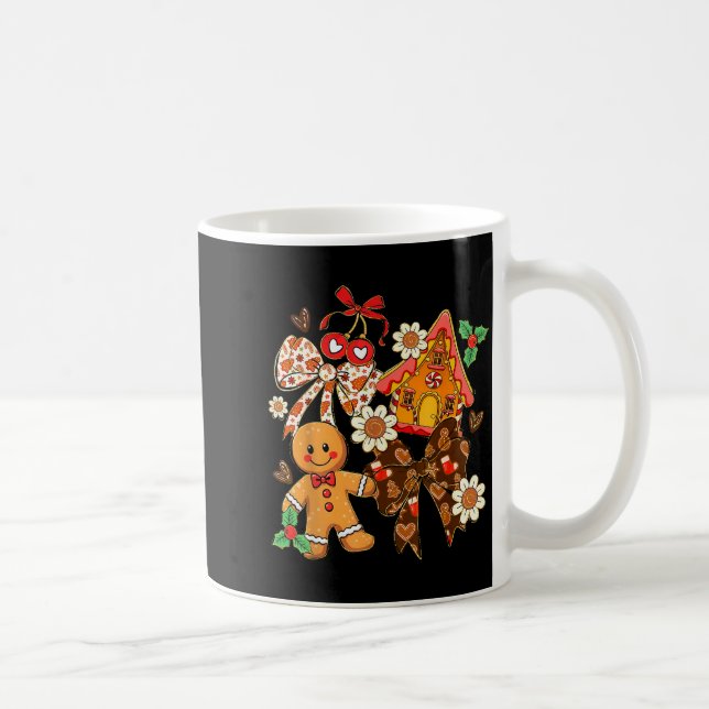 Taza De Café Preppy Christmas Gingerbread Floral Coquette Bow C (Derecha)