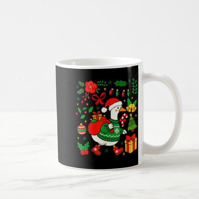 Taza De Café Preppy Christmas Santa Gooses Bow Xmas Tree Funny  (Derecha)