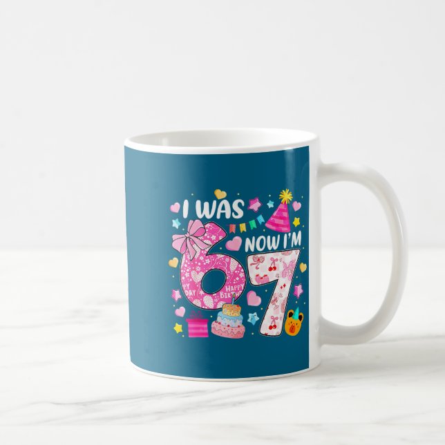 Taza De Café Preppy Coquette Bow I Was 6 Now I'm 7 7th Birthday (Derecha)