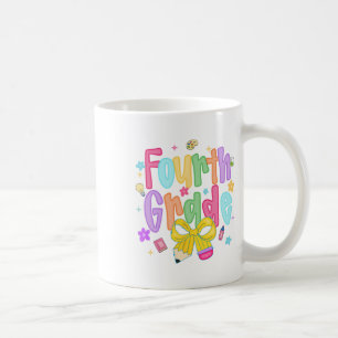 Taza De Café Preppy de 4to Grado Regreso a la Escuela Primer Dí