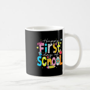 Taza De Café Preppy De Vuelta Al Colegio Feliz Primer Día De Co