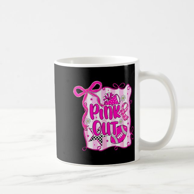 Taza De Café Preppy Football Nk Out Coquette Breast Cancer Chee (Derecha)