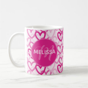 Taza De Café Preppy Hearts Pink
